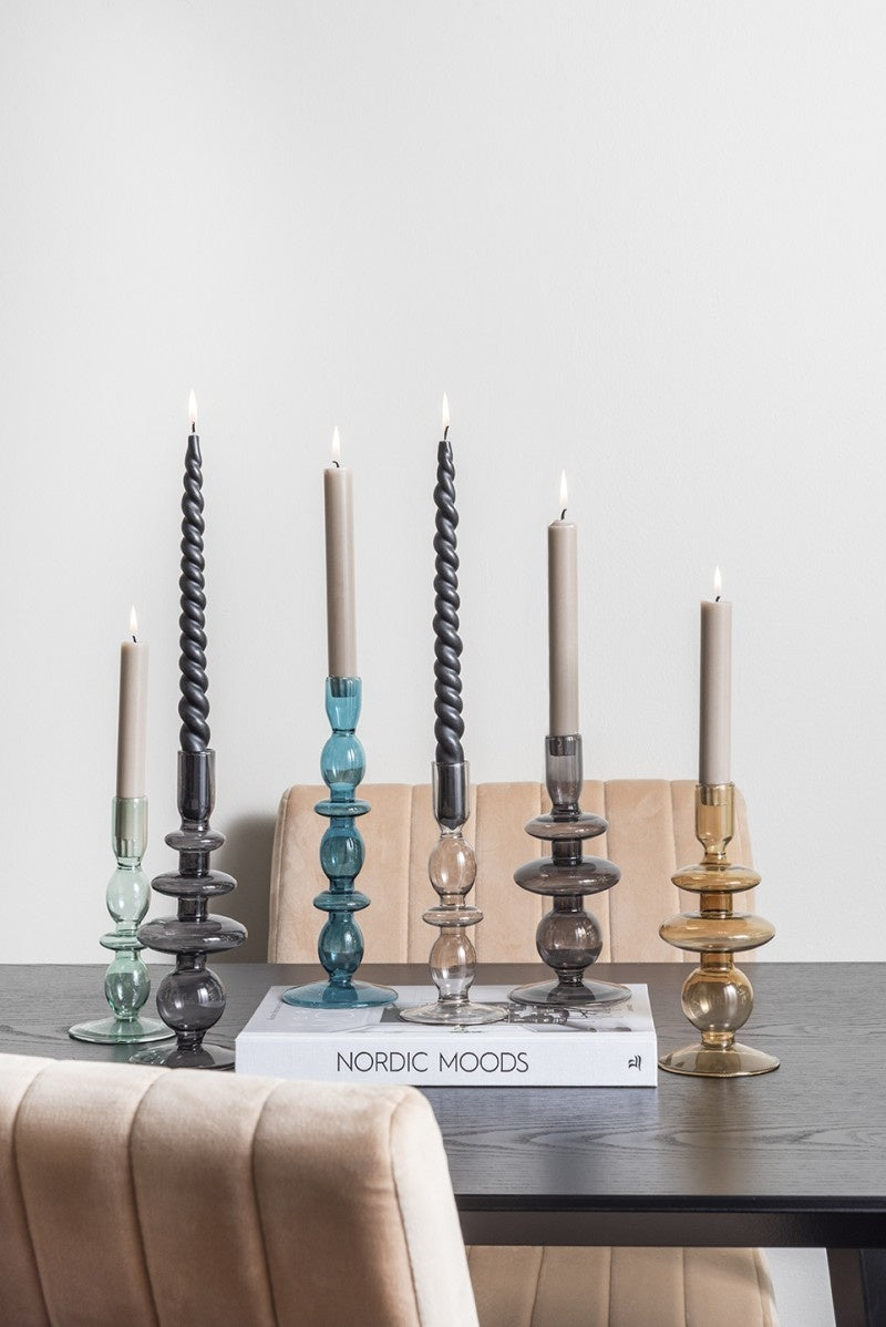 Glass Candle Holder Rings Sand Brown L