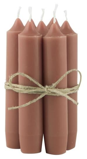 Set of six rust-colored tapered candles tied with natural twine, einzigartig Wohndeko for individueller Stil and. - Stabkerze rost, 6 Stk.
