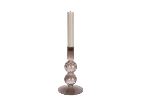 Glass Candle Holder Swirl Chocolate Brown