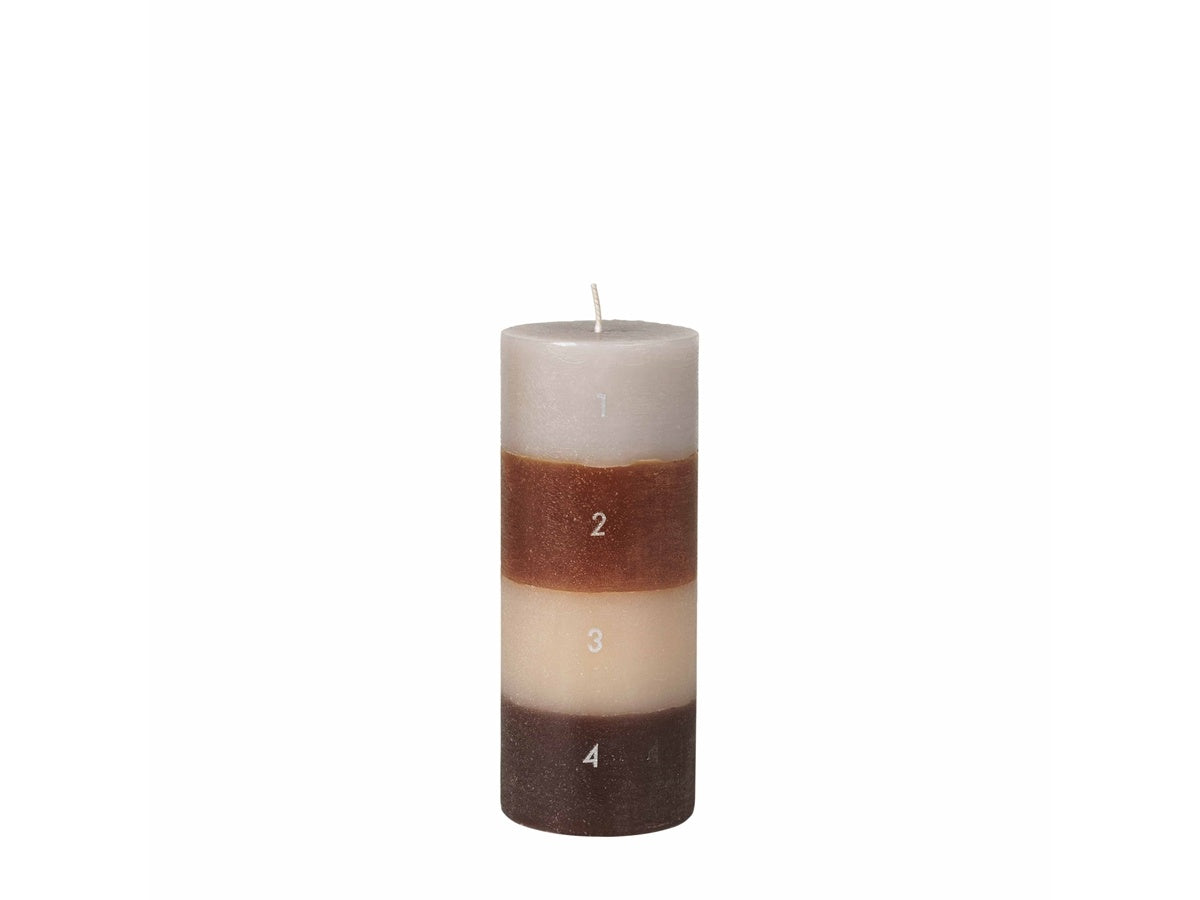Kalenderkerze Colorblock brownmix