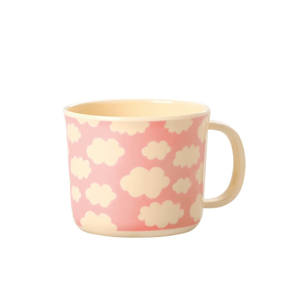 Pink melamine baby cup with white cloud pattern, unique Wohndeko for individueller Stil and Lieblingsstücke für dein Zuhause. - Melamine Baby Cup Cloud pink