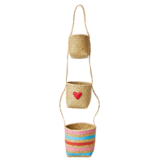 Raffia Hanging Storage Baskets Hearts