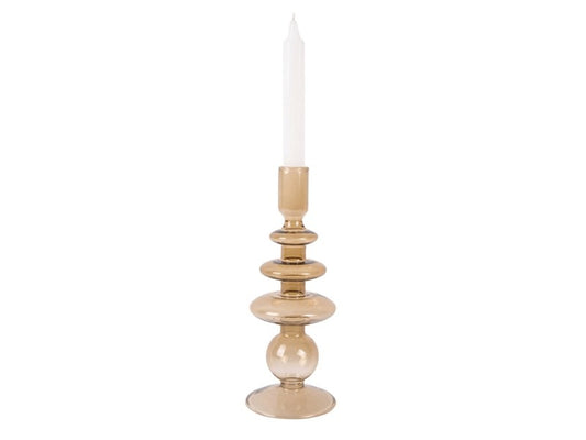 Glass Candle Holder Rings Sand Brown L