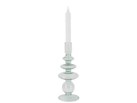 Glass Candle Holder Rings Green L