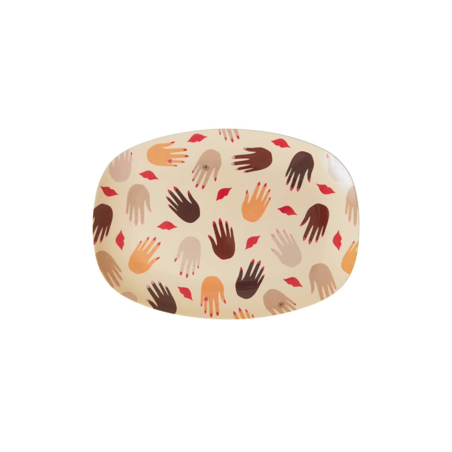 Rect. Melamine Plate oval Hands and Kisses