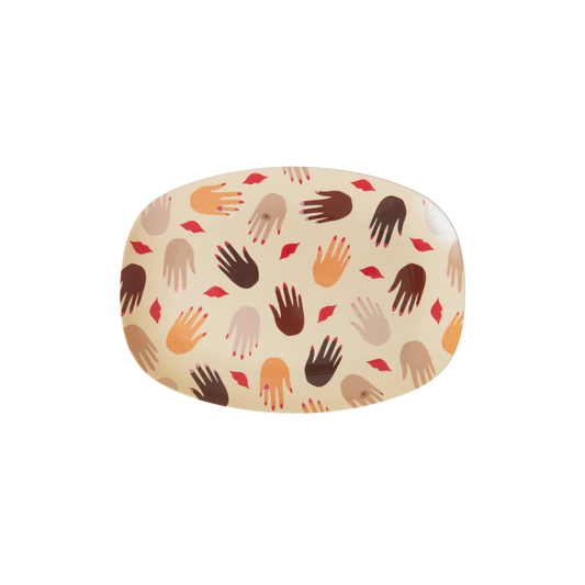 Rect. Melamine Plate oval Hands and Kisses