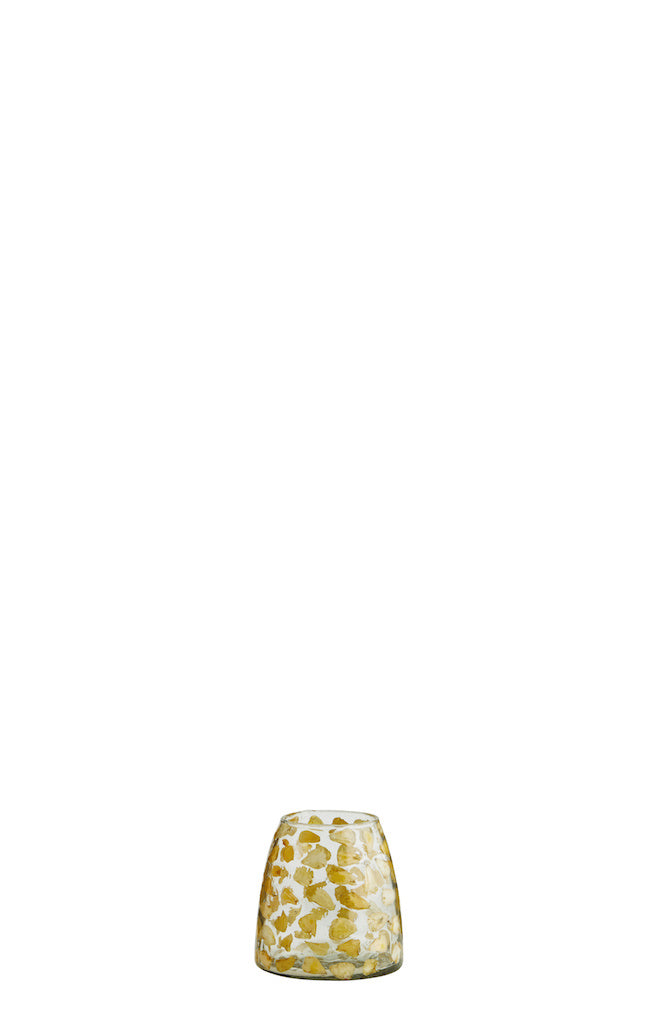 Glass Vase with Flower Petals Clear Yellow