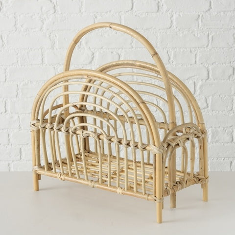 Natural rattan newspaper holder with unique curved design, perfect for individuelle Wohndeko and Lieblingsstücke für dein. - Zeitungsständer Rachel Rattan natur