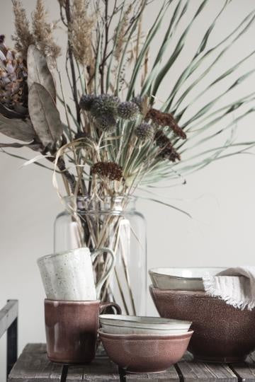 Rustic Plum Dunes müslischale with unique glaze, perfect for individueller Stil and Wohndeko. - Müslischale Plum Dunes