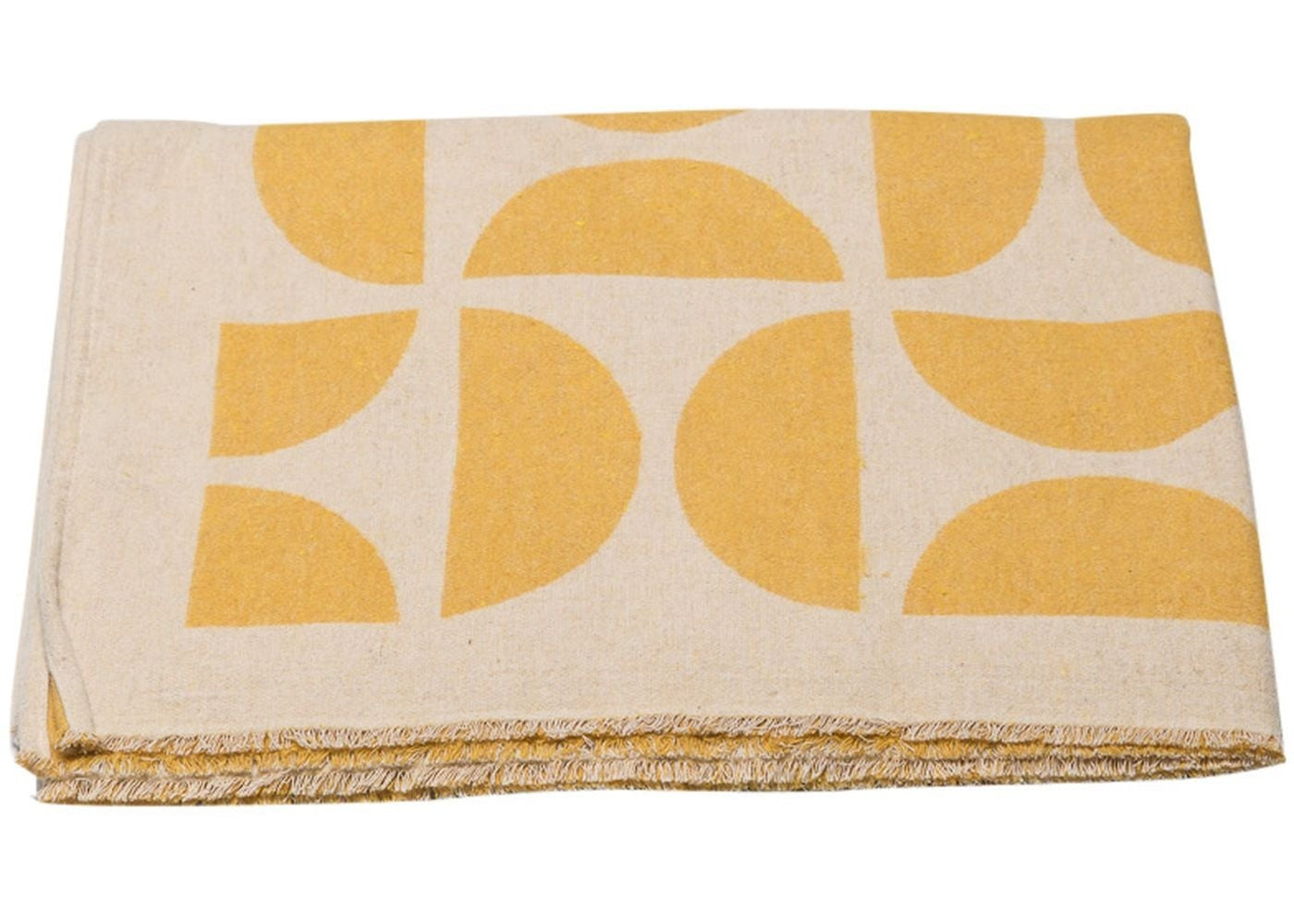 ALBA Linen Blanket Semicircles Yellow