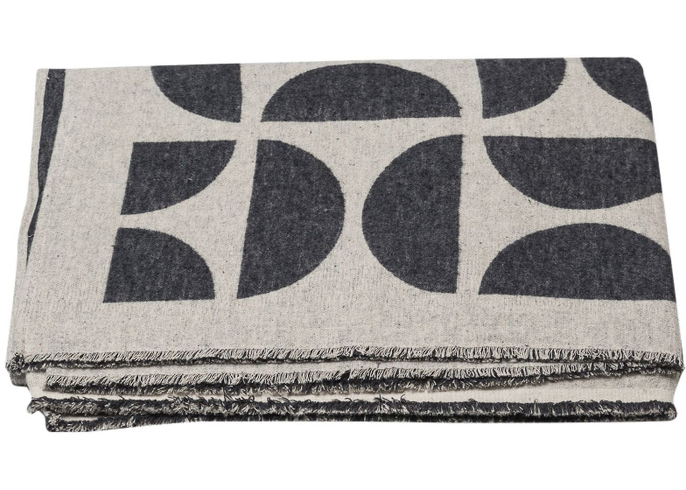 ALBA Linen Blanket Semicircles Anthracite