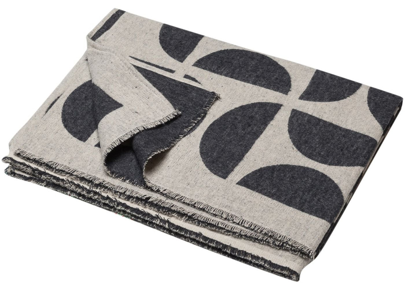 ALBA Linen Blanket Semicircles Anthracite