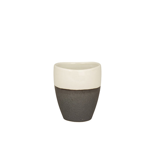 Two-tone ceramic espresso cups with a matte dark bottom and smooth cream top, einzigartig Wohndeko with individueller Stil,. - 2er-Set Espressobecher Esrum 10cl