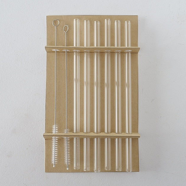 Set of transparent 20 cm glass straws with cleaning brushes, unique Wohndeko for individueller Stil and favorite home pieces. - Trinkhalme Glas transparent 20 cm
