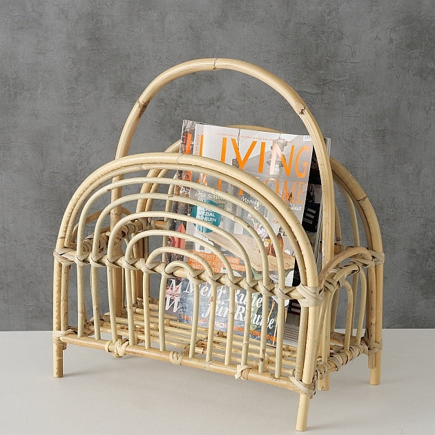 Natural rattan newspaper holder with curved arches, unique Wohndeko for an individual style and favorite home pieces. - Zeitungsständer Rachel Rattan natur