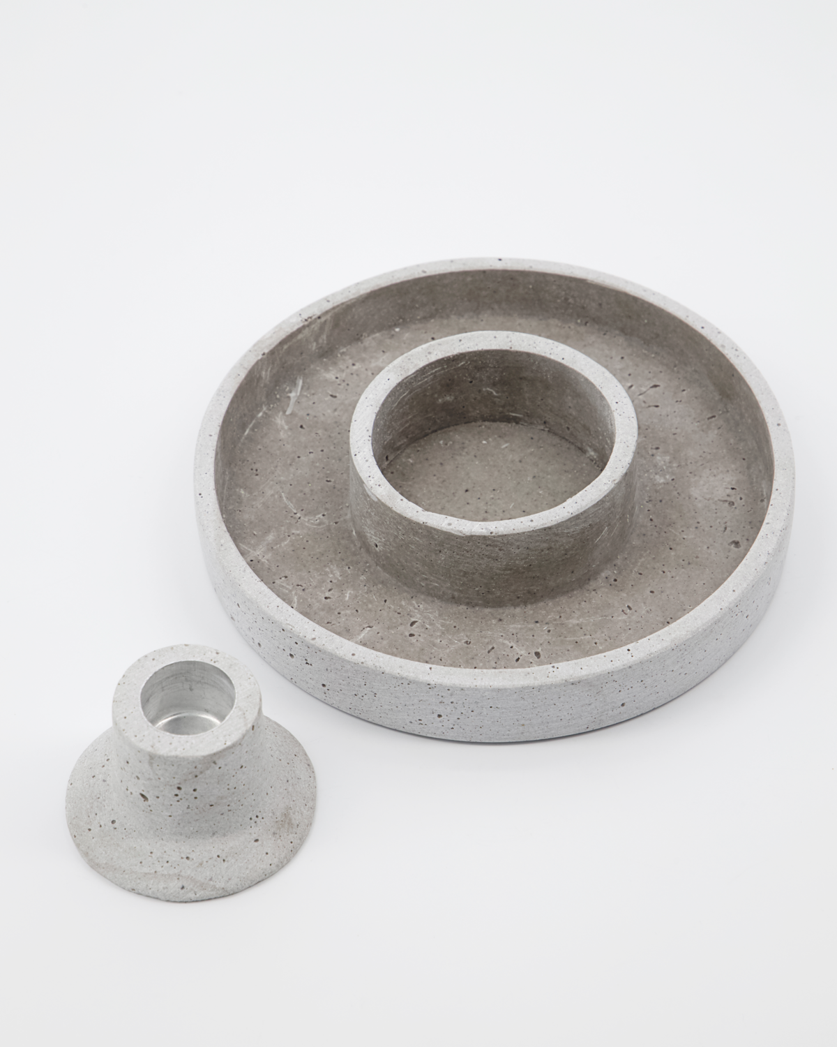Grey concrete 2-in-1 candle stand with minimalist design, einzigartig Wohndeko for individueller Stil and Lieblingsstücke. - Candle Stand 2 in 1 Daca Grey