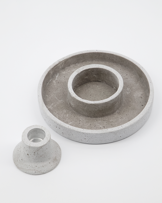 Grey concrete 2-in-1 candle stand with minimalist design, einzigartig Wohndeko for individueller Stil and Lieblingsstücke. - Candle Stand 2 in 1 Daca Grey