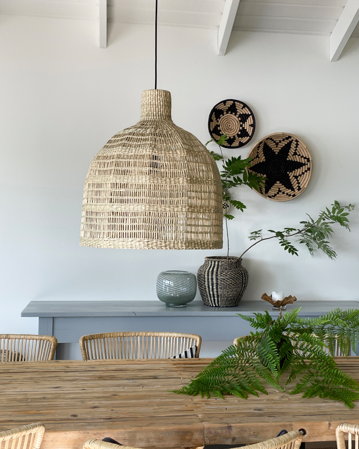 Natural woven seagrass pendant lamp shade with boho style, unique Wohndeko for your home. - Lampenschirm Rami Natural