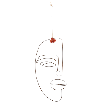 Hanging Iron Face Deco Iron w. Tassel