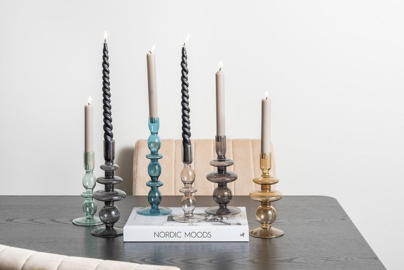 Glass Candle Holder Rings Green L