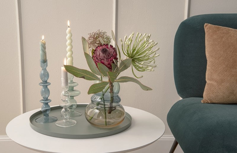 Glass Candle Holder Rings Green L