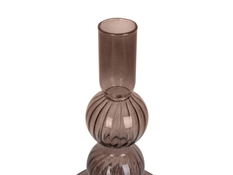 Glass Candle Holder Swirl Chocolate Brown