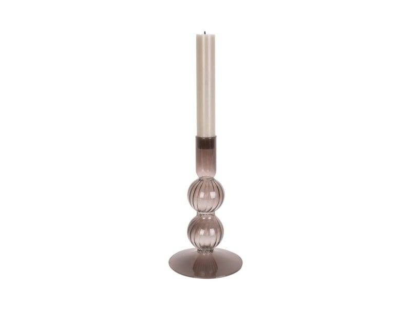 Glass Candle Holder Swirl Chocolate Brown