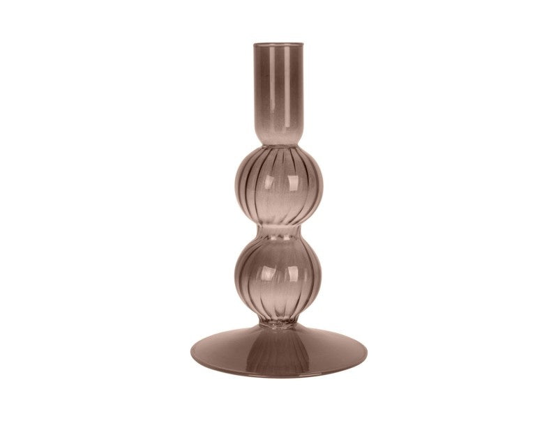 Glass Candle Holder Swirl Chocolate Brown