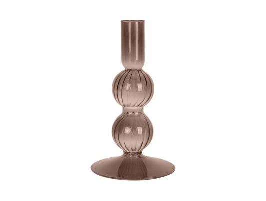 Glass Candle Holder Swirl Chocolate Brown