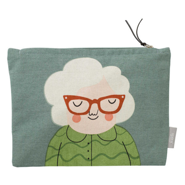 Toiletry bag with unique elderly woman illustration, combining individuell style and Wohndeko charm. - ELSA Toiletry Bag