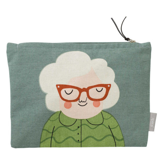 Toiletry bag with unique elderly woman illustration, combining individuell style and Wohndeko charm. - ELSA Toiletry Bag