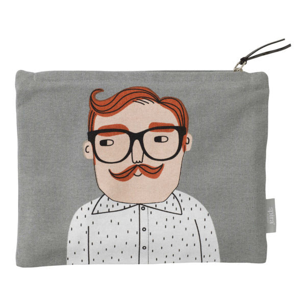 Gray LUKE Toiletry Bag with cartoon man illustration, unique style for Lieblingsstücke für dein Zuhause and individueller. - LUKE Toiletry Bag
