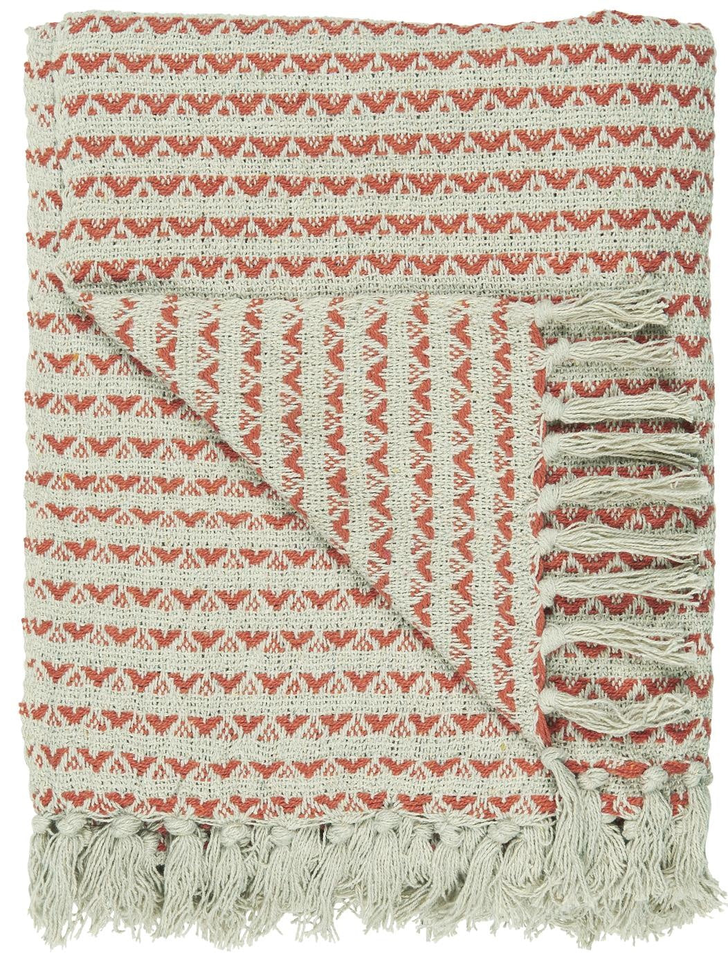 Cream and sunset plaid throw with fringed edges, perfect for einzigartig Wohndeko and individueller Stil as Lieblingsstücke. - Plaid creme/sunset Muster