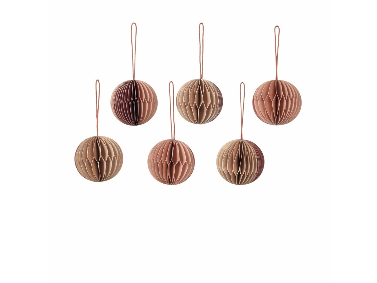 Set of 6 Small Deko Balls Paper Indian Tan Mix