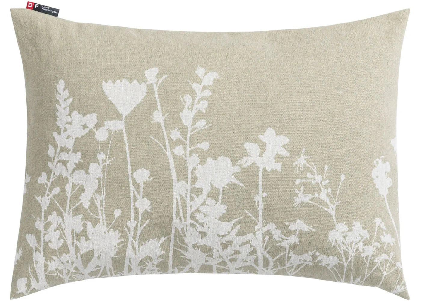 Light green cotton pillow cover with white floral print, unique Wohndeko for an individual style and favorite home pieces. - PORTO Kissenhülle Blumen lindgrün