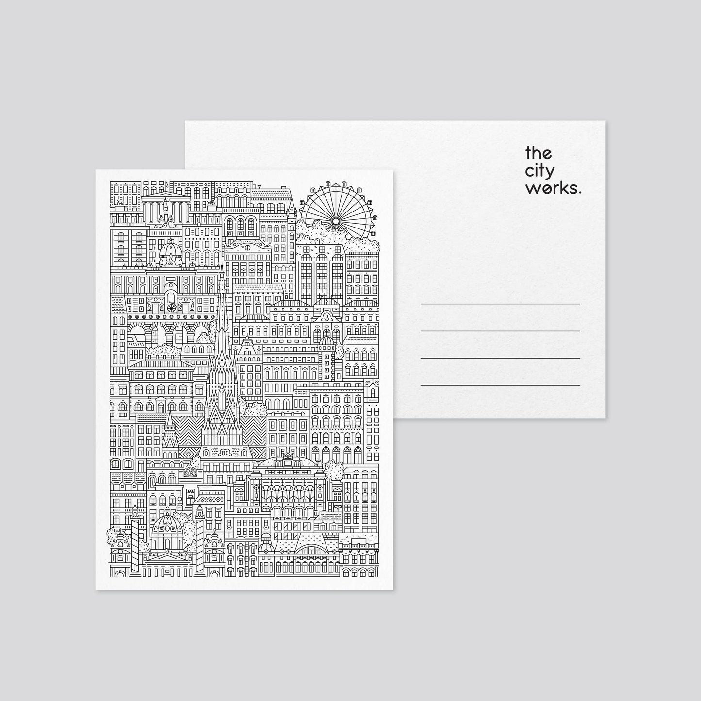 Postkarte Wien zum Ausmalen