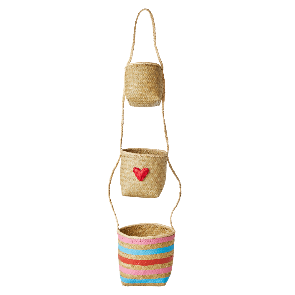 Raffia Hanging Storage Baskets Hearts