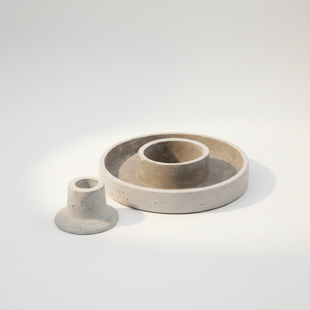 Grey concrete 2-in-1 candle stand with minimalist design, einzigartig Wohndeko and individueller Stil for Lieblingsstücke. - Candle Stand 2 in 1 Daca Grey