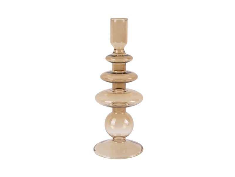 Glass Candle Holder Rings Sand Brown L