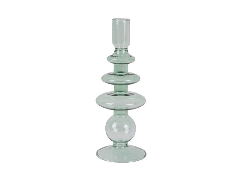 Glass Candle Holder Rings Green L