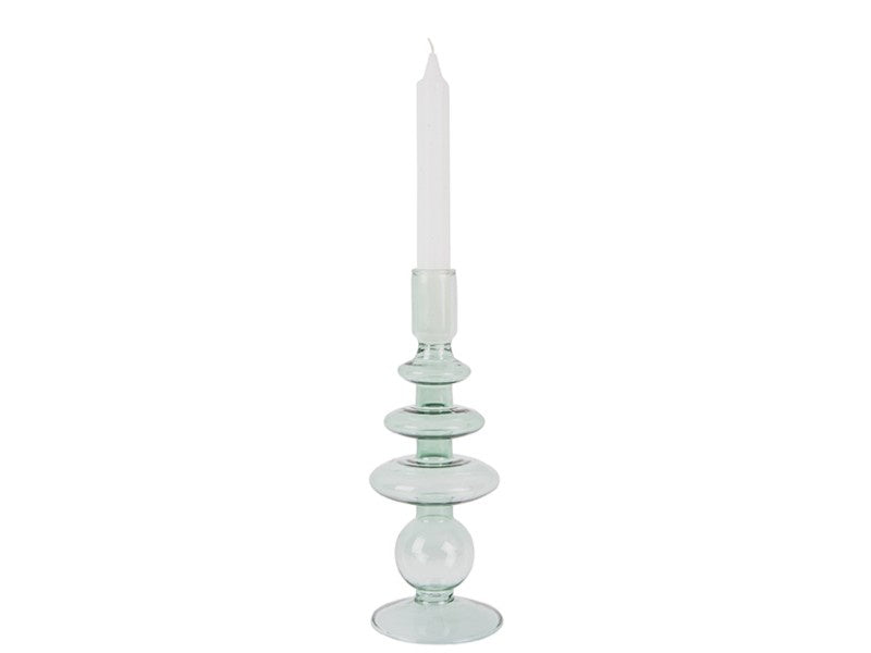 Glass Candle Holder Rings Green L