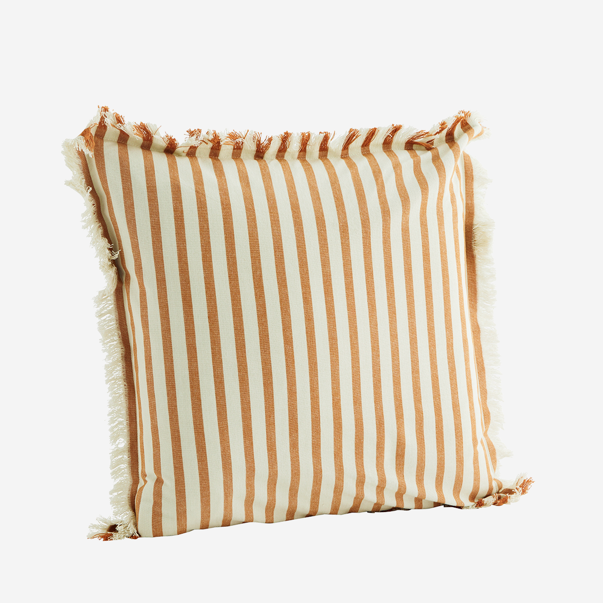 Printed Cushion Cover w. Fringes Dark Honey 50x50