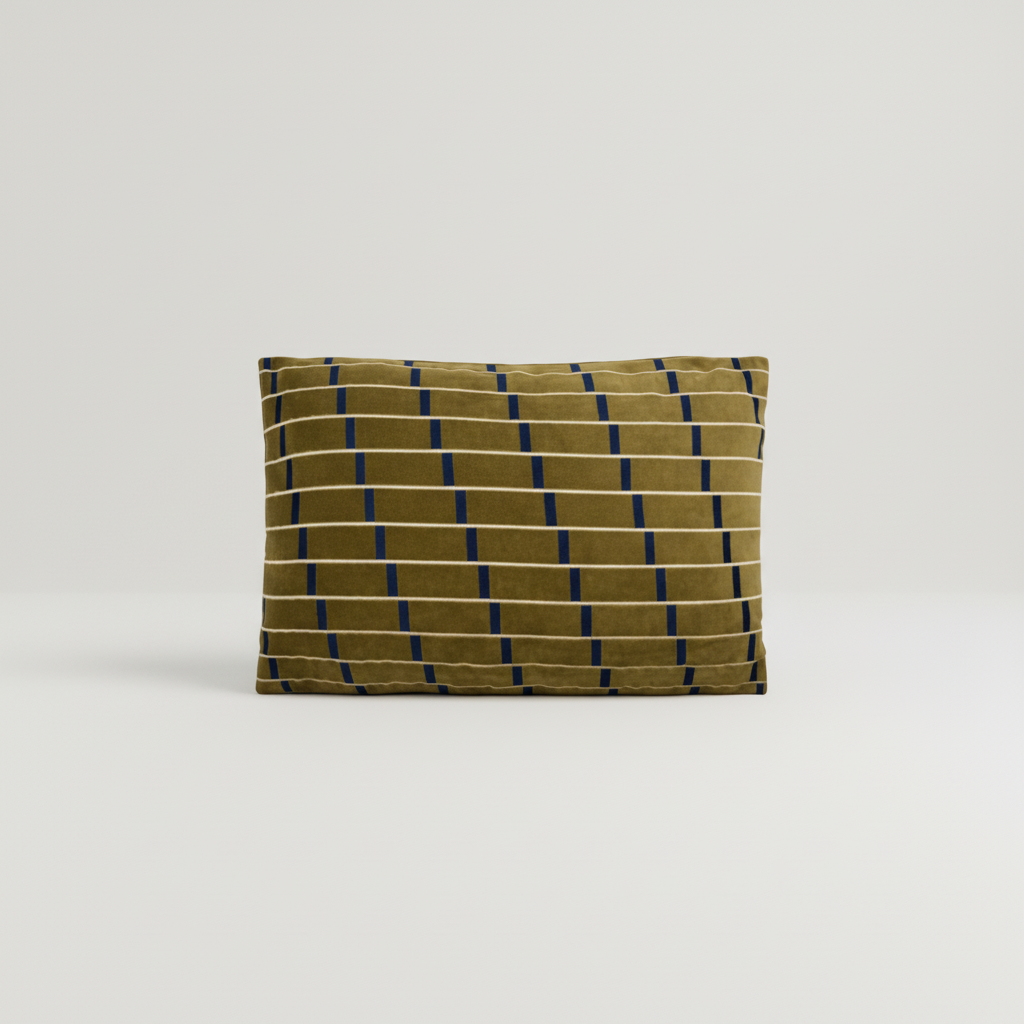 Amber and blue velvet cushion cover with striped pattern, einzigartig Wohndeko for individueller Stil and Lieblingsstücke. - Cushion Cover Gona Amber