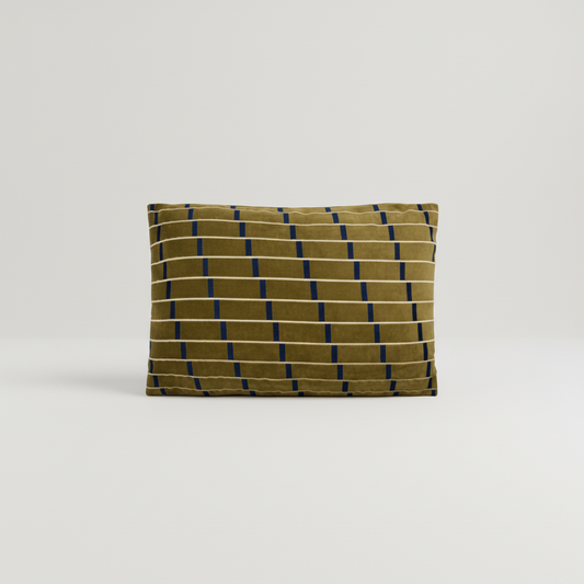 Amber and blue velvet cushion cover with striped pattern, einzigartig Wohndeko for individueller Stil and Lieblingsstücke. - Cushion Cover Gona Amber