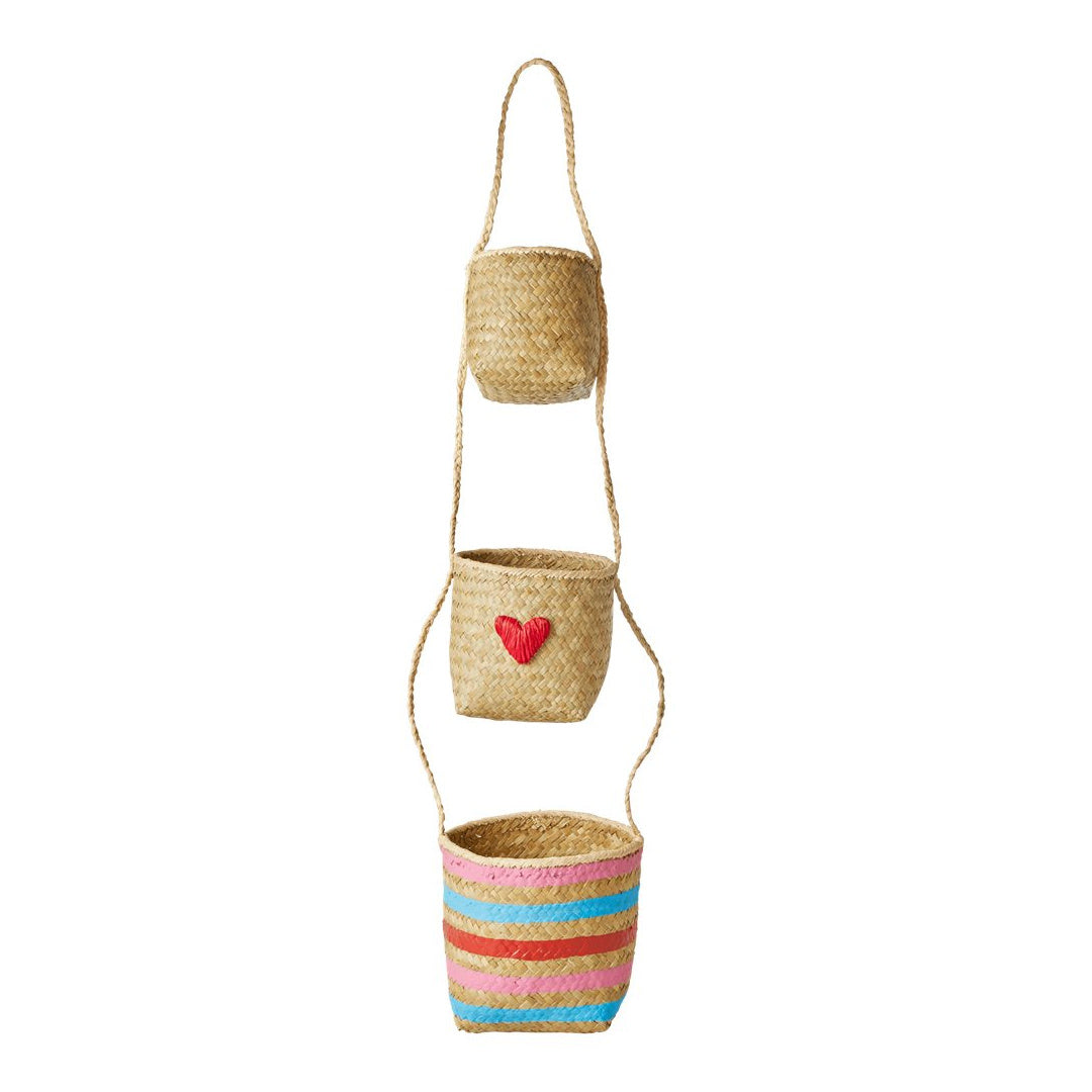 Raffia Hanging Storage Baskets Hearts