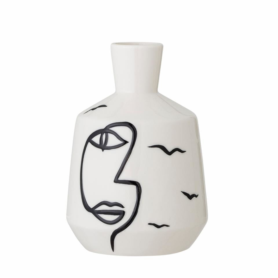 Norma Vase Face White Stoneware high