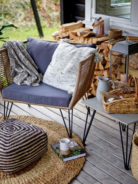 Ghina Throw Charcoal Nature Recycled Cotton