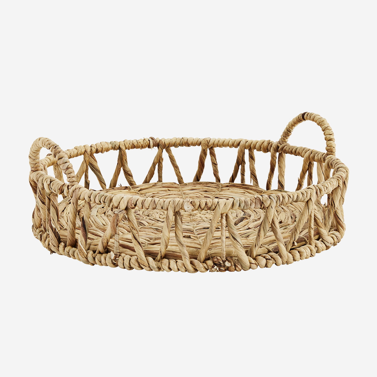 Round natural water hyacinth tray with woven sides and handles, einzigartig Wohndeko for individueller Stil and. - Water Hyacinth Tray Natural