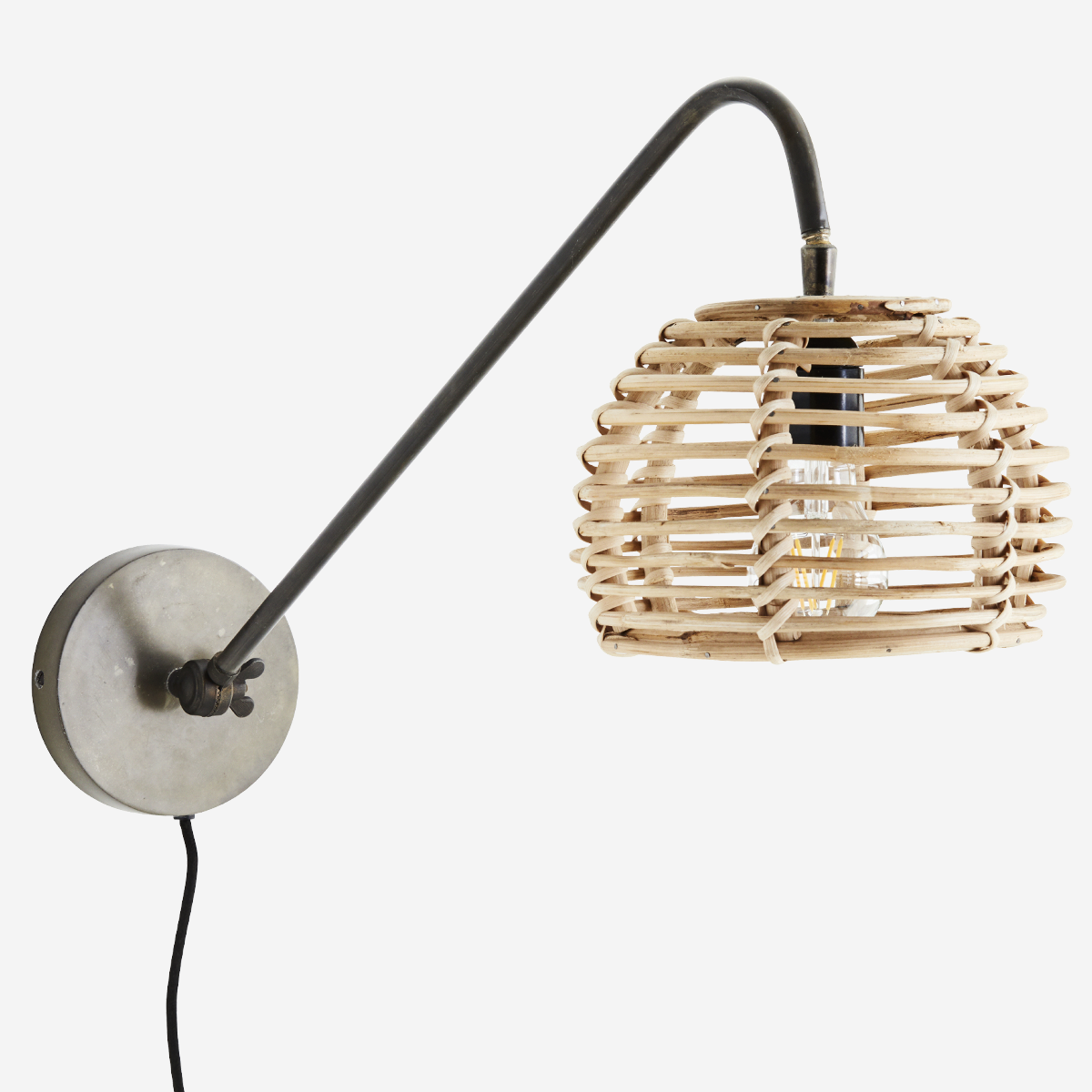 Wall Lamp w. Bamboo Shade 20x26x70 cm