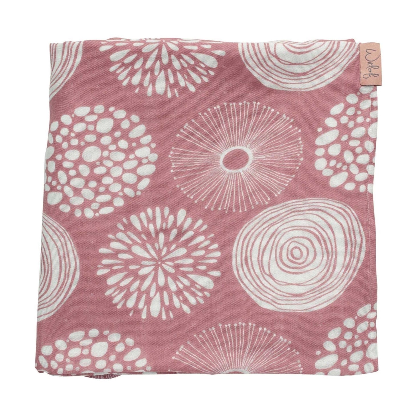 Rose pink swaddle with white circular floral patterns, unique Wohndeko for individueller Stil and Lieblingsstücke für dein. - Swaddle 120x120 Sparkle Rose